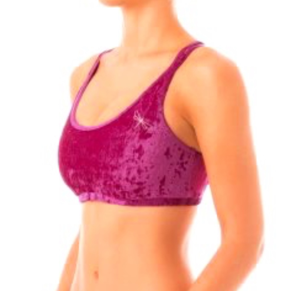 Dragonfly Brand Velvet Ruby Sports Bra Dance